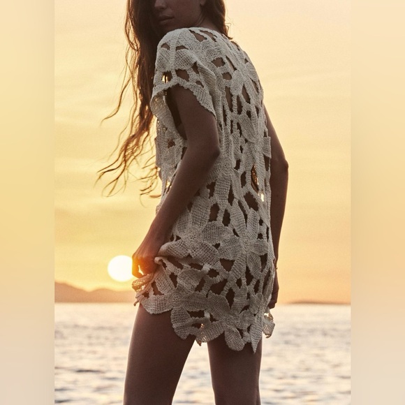 Zara ASYMMETRIC CROCHET DRESS - Picture 8 of 15